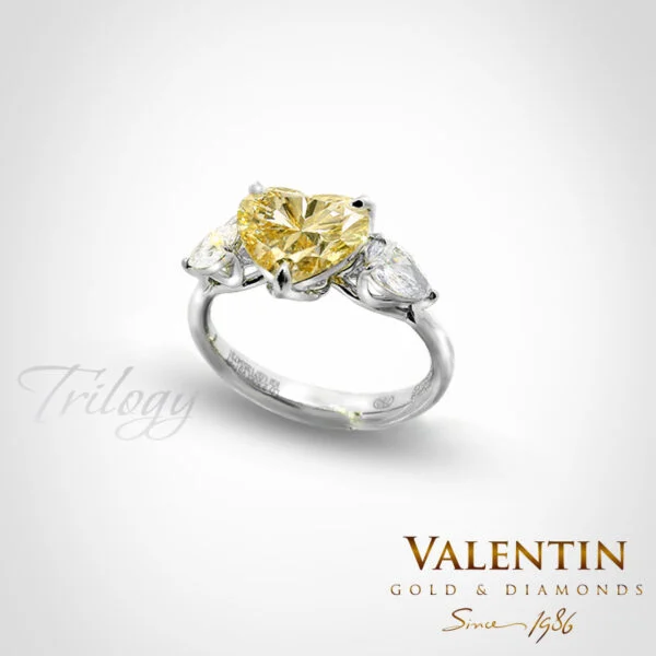 Fancy Yellow Heart Diamond Lab Engagement Ring 4767