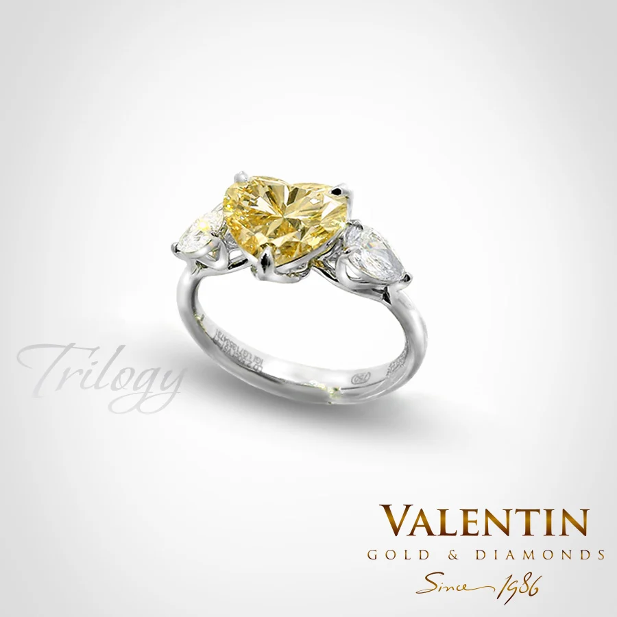Fancy Yellow Heart Diamond Lab Engagement Ring 4767