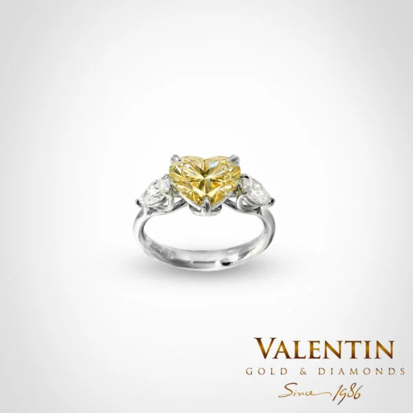 Fancy Yellow Heart Diamond Lab Engagement Ring 4767