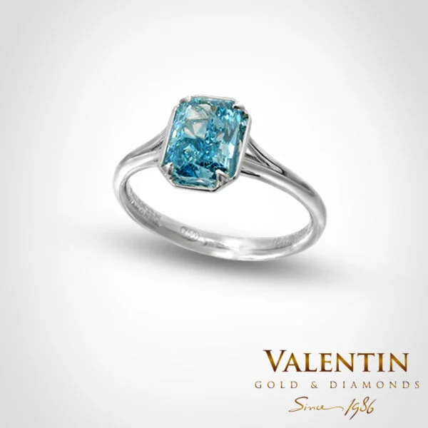 Blue Radiant Bezel-Set Engagement Ring 4779 – white gold