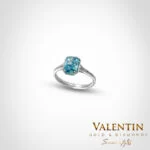 Blue Radiant Bezel-Set Engagement Ring 4779 – white gold