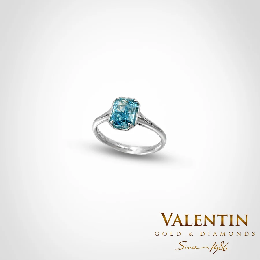4779 W 1.25ct FVB 1 Blue Radiant Bezel-Set Engagement Ring 4779 – white gold