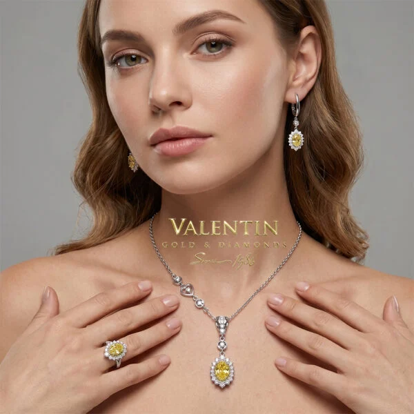 Fancy Vivid Yellow Rosette Gold Pendant 7x5 6909
