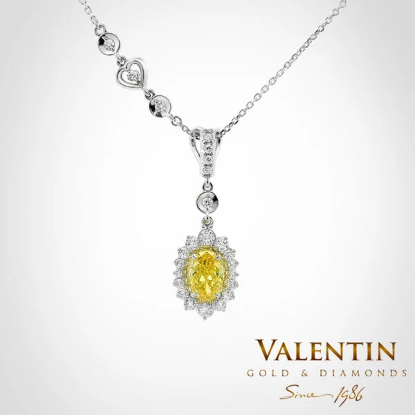 Fancy Vivid Yellow Rosette Gold Pendant 7x5 6909