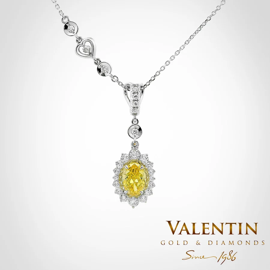Fancy Vivid Yellow Rosette Gold Pendant 7x5 6909