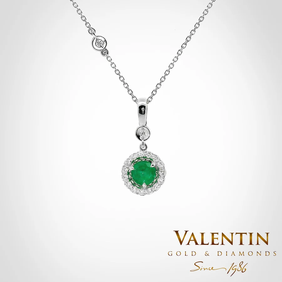 Emerald Gold Pendant 6964 – white gold
