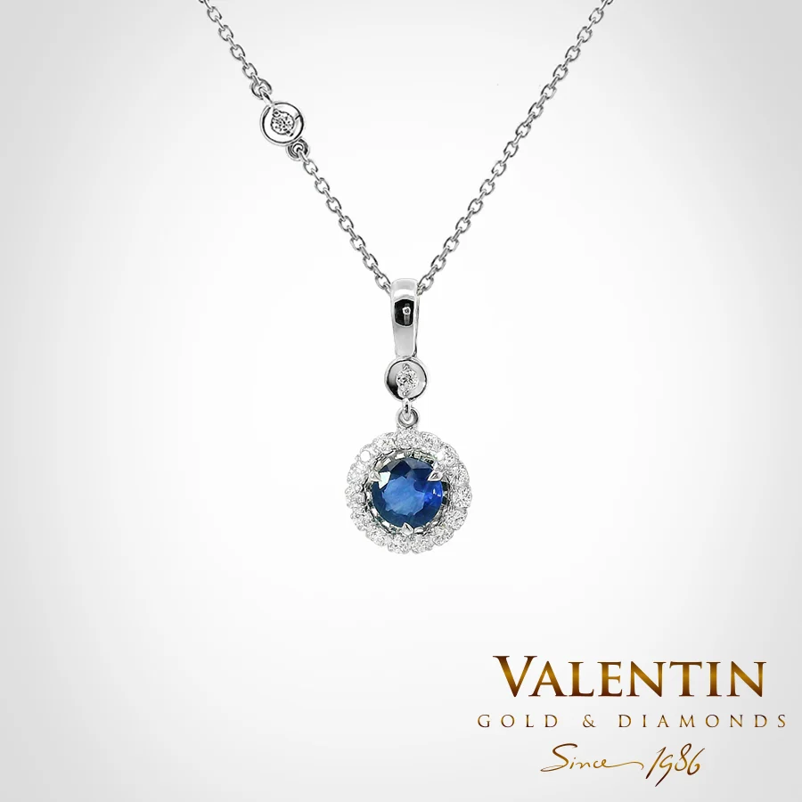Sapphire Gold Pendant 6964 – white gold