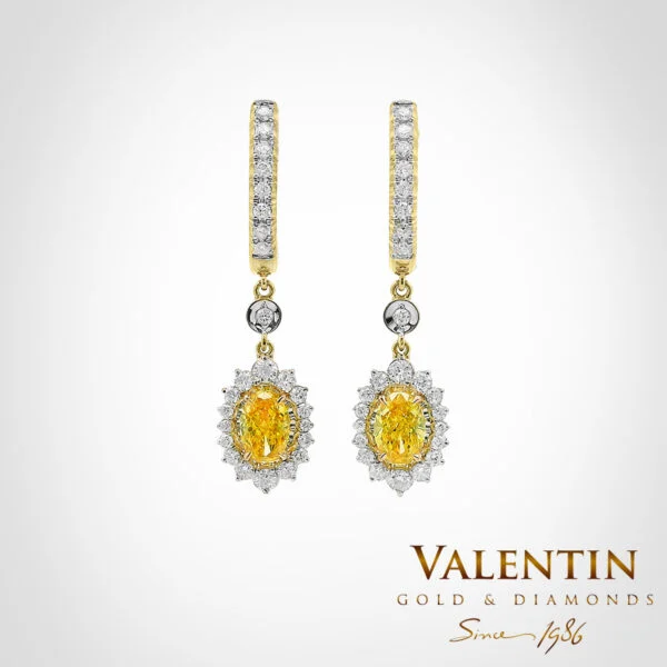 Златни обеци Fancy Vivid Yellow Rosette 7×5 7602-2