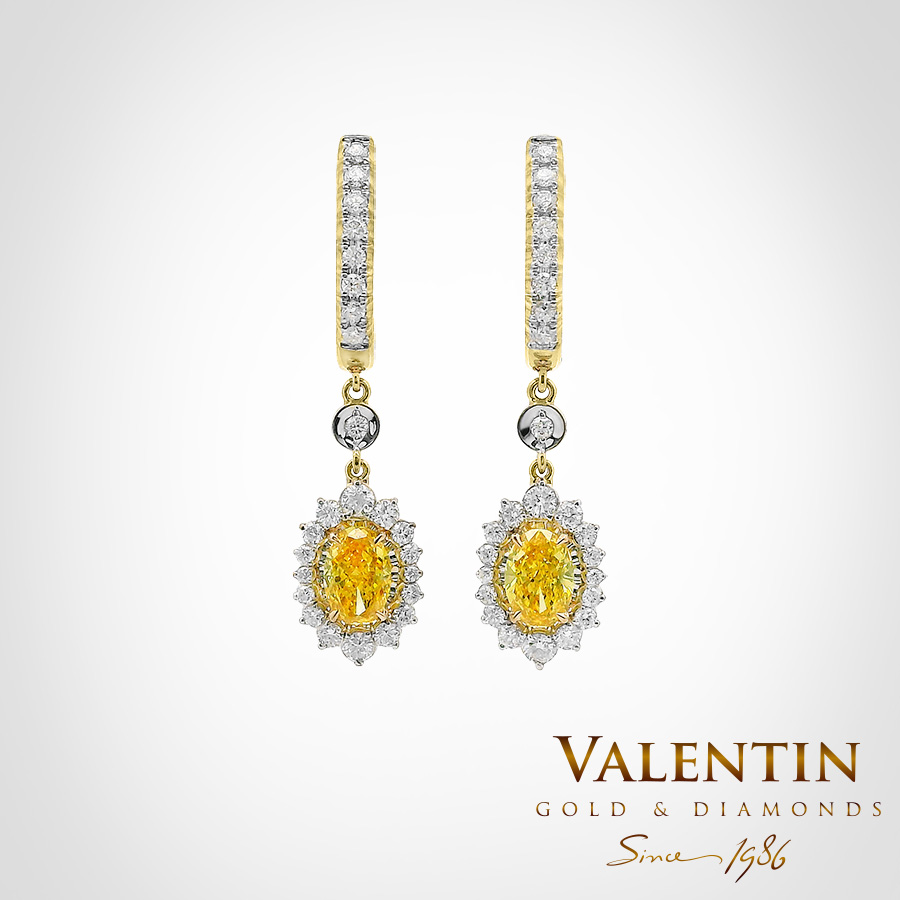 Златни обеци Fancy Vivid Yellow Rosette 7×5 7602-2