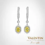 Fancy Vivid Yellow Rosette Gold Earrings 7×5 7602-2