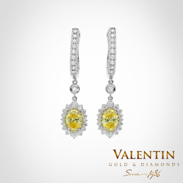 Златни обеци Fancy Vivid Yellow Rosette 7×5 7602-2
