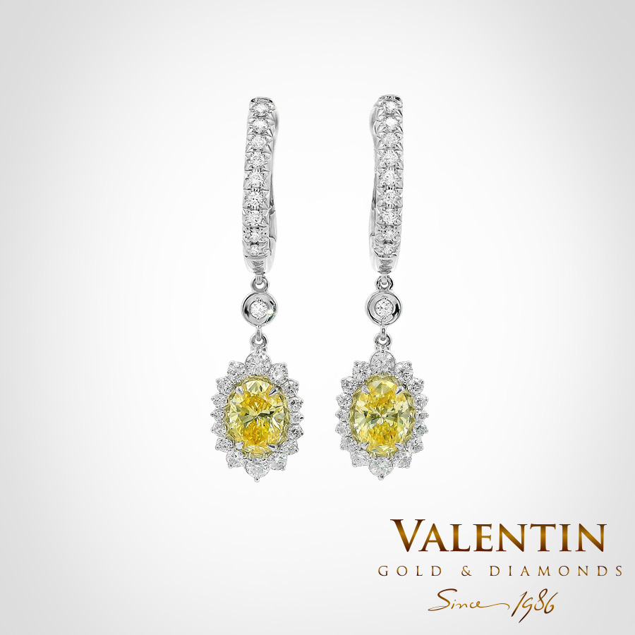 Златни обеци Fancy Vivid Yellow Rosette 7×5 7602-2