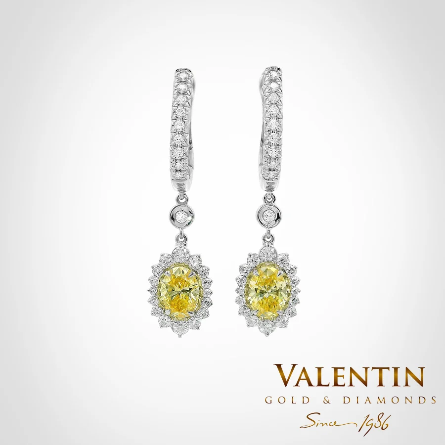 Fancy Vivid Yellow Rosette Gold Earrings 7×5 7602-2