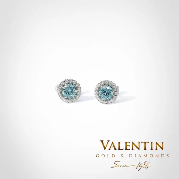 Fancy Vivid Blue Gold Earrings 7635