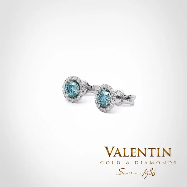 Fancy Vivid Blue Gold Earrings 7635
