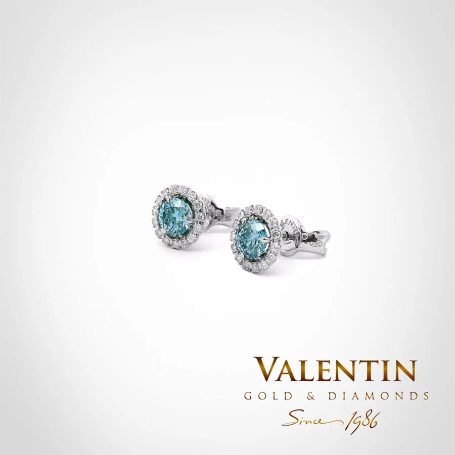 Fancy Vivid Blue Gold Earrings 7635