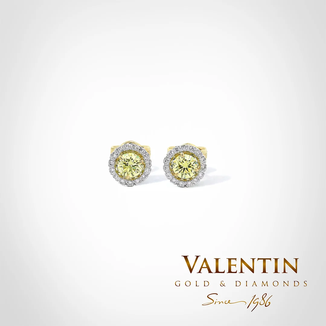 Fancy Vivid Yellow Gold Earrings 7635