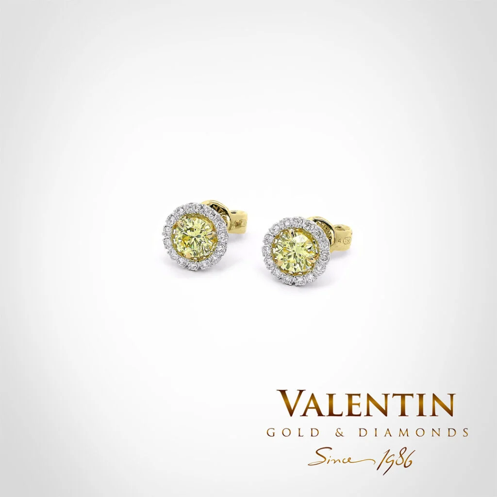 Златни обеци Fancy Vivid Yellow 7635