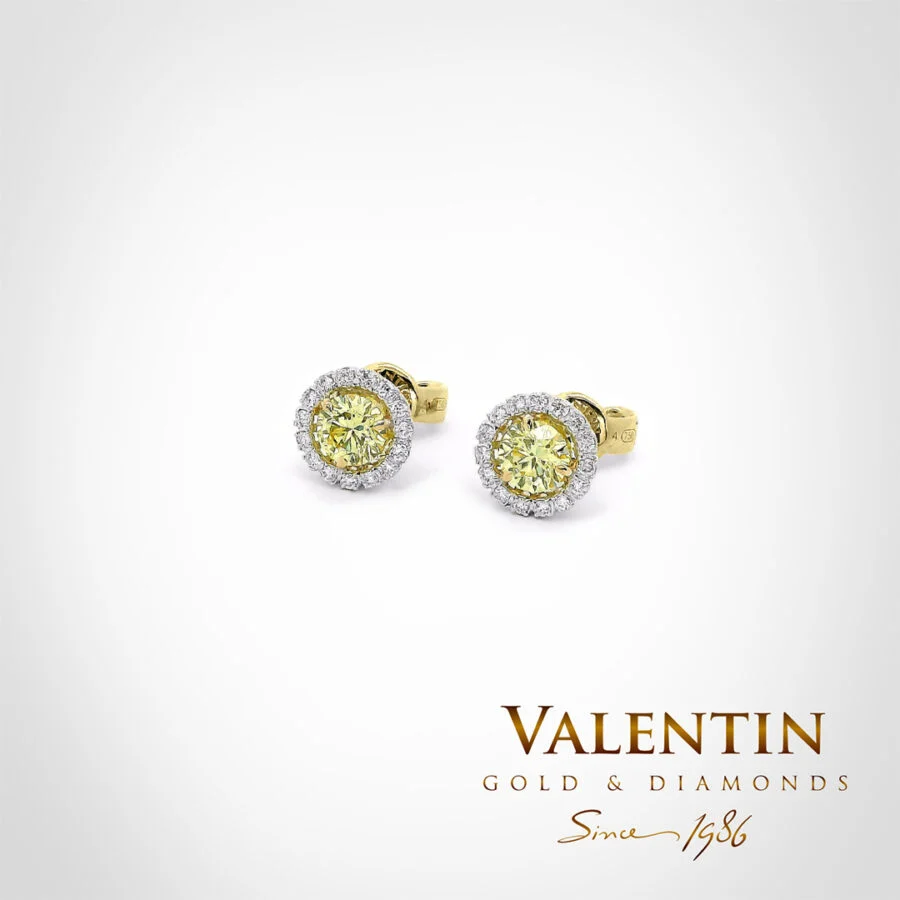 Fancy Vivid Yellow Gold Earrings 7635