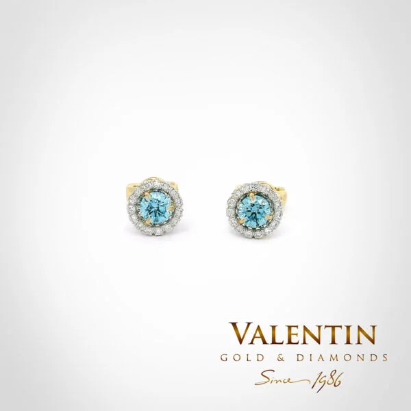 Fancy Vivid Blue Gold Earrings 7635 – yellow gold