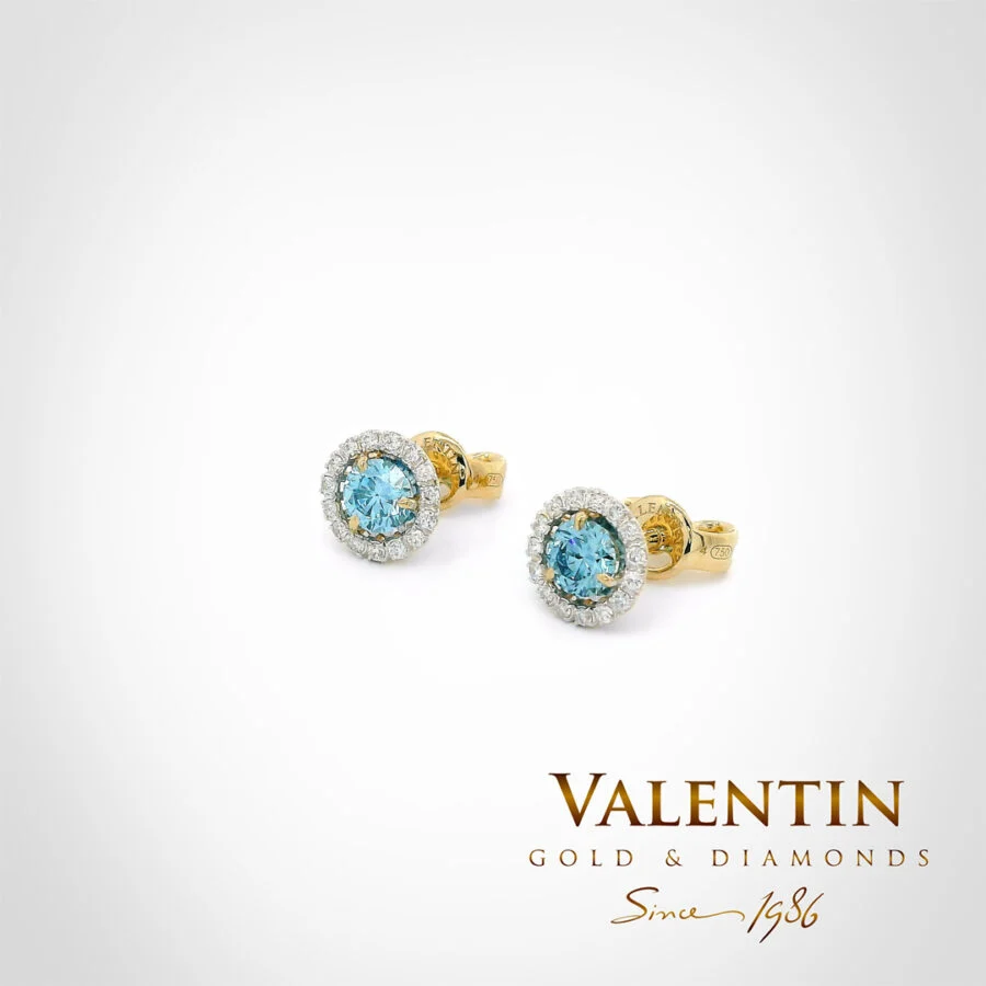 Fancy Vivid Blue Gold Earrings 7635 – yellow gold