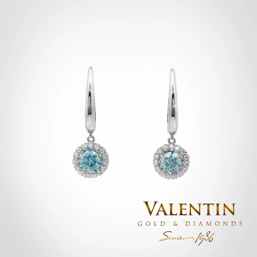 Fancy Vivid Blue Gold Earrings 7636-3 – white gold