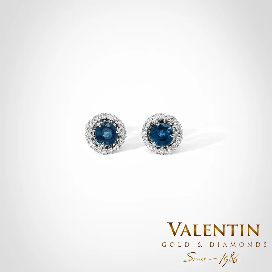 Sapphire Gold Earrings 7635 – white gold