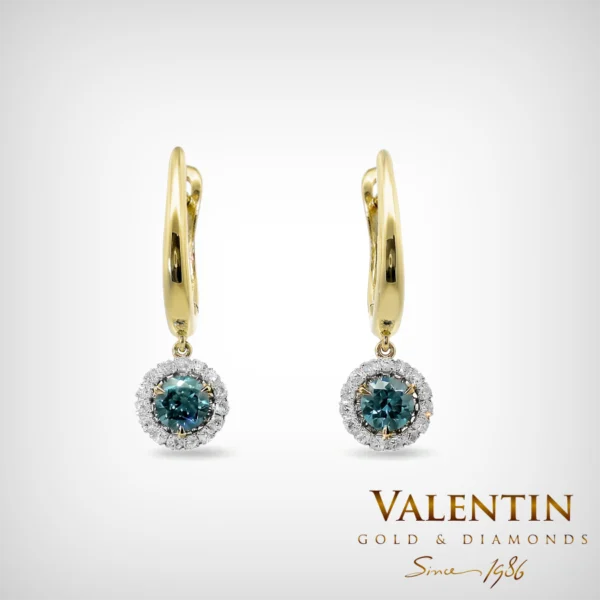 Fancy Vivid Blue Gold Earrings 7636-3 – yellow gold