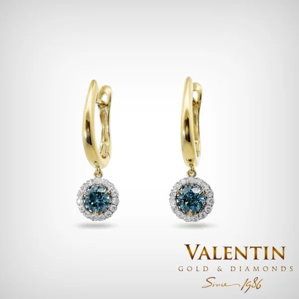 Fancy Vivid Blue Gold Earrings 7636-3 – yellow gold