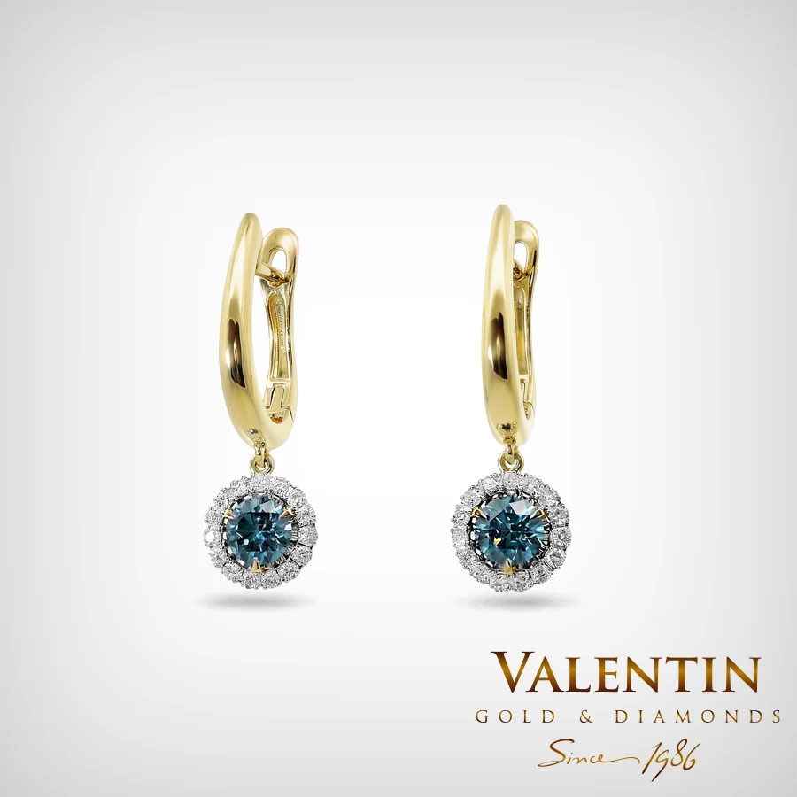 Fancy Vivid Blue Gold Earrings 7636-3 – yellow gold