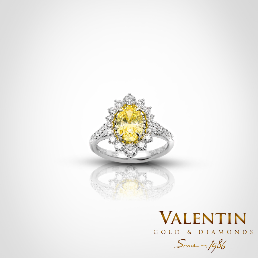 Годежен пръстен Fancy Vivid Yellow Rosette 7×5 4517-2