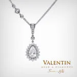 Златен медальон Glamour Pear White 6904-3