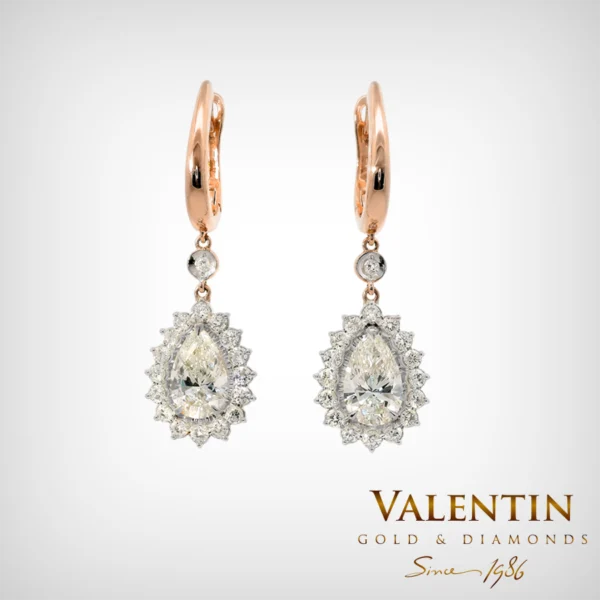 Glamour Pear Pink Gold Earrings 7599-3