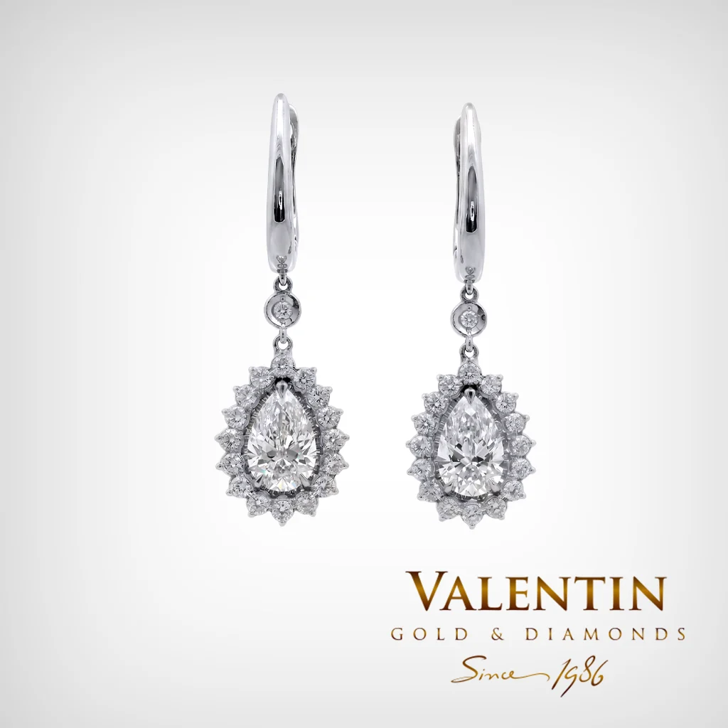 Glamour Pear White Gold Earrings 7599-3