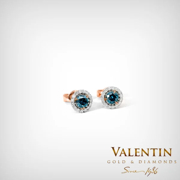 Fancy Vivid Blue Gold Earrings 7635 – rose gold