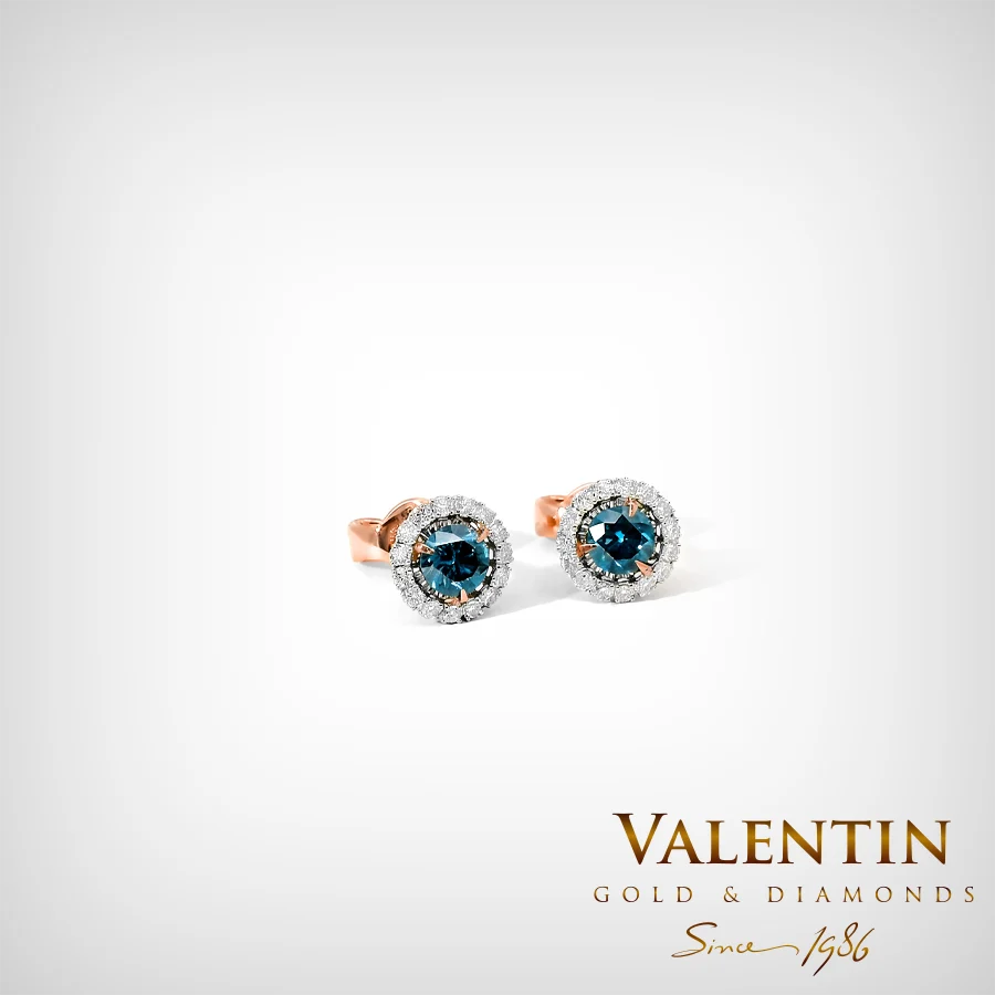 Fancy Vivid Blue Gold Earrings 7635 – rose gold