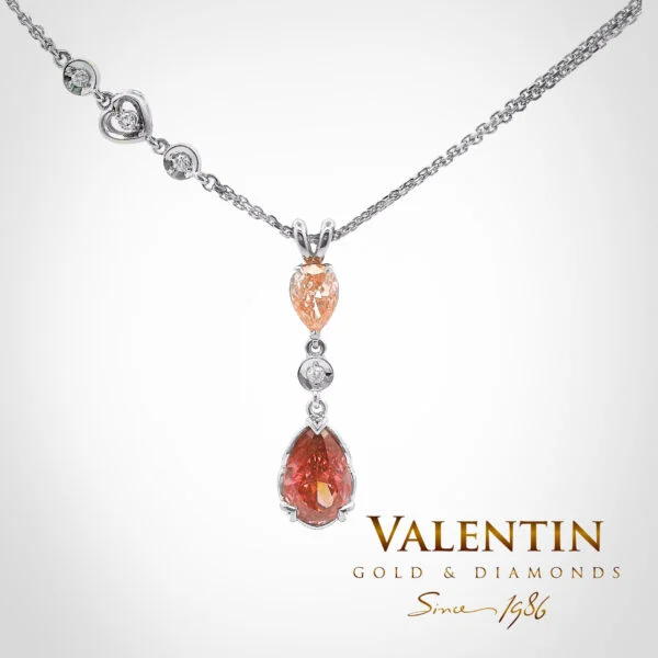 Red Pear with Diamonds Gold Pendant 6939-1 – white gold