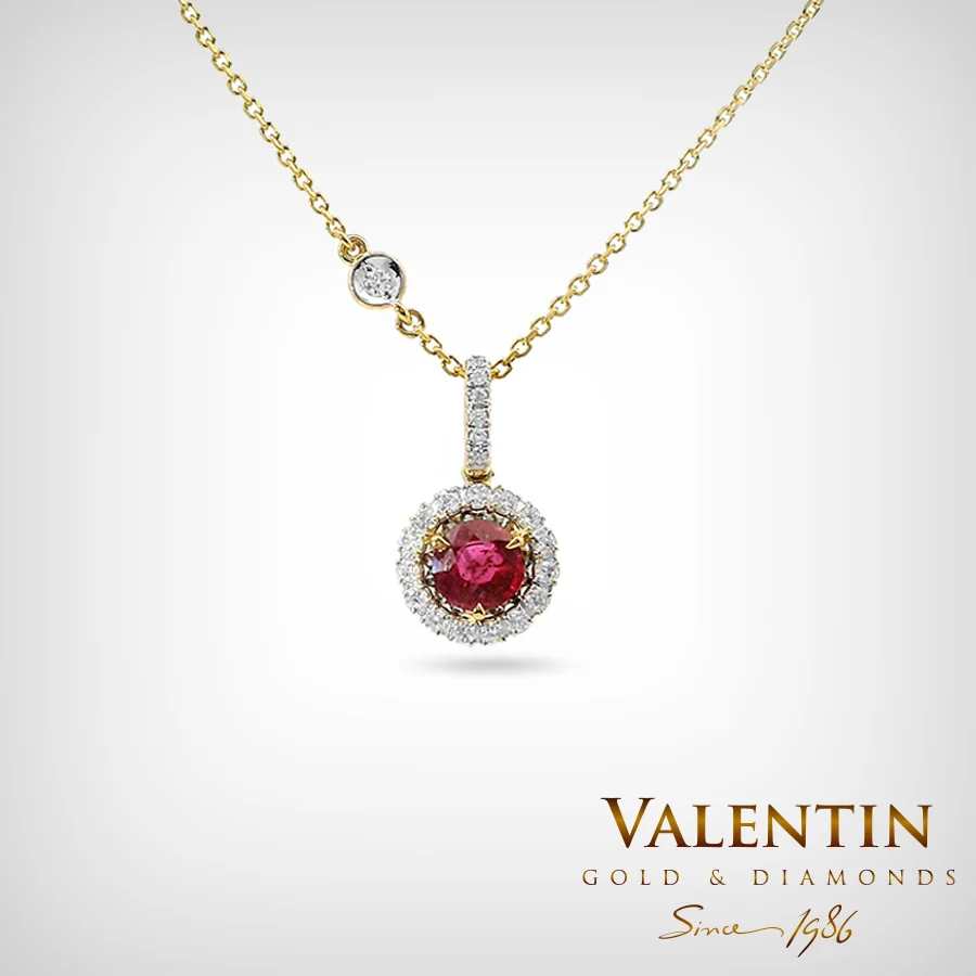 6964_Y_Ruby_0.60ct 11 Ruby Gold Pendant 6964-2 – yellow gold
