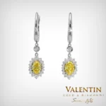 Fancy Vivid Yellow Rosette Gold Earrings 7×5 7602