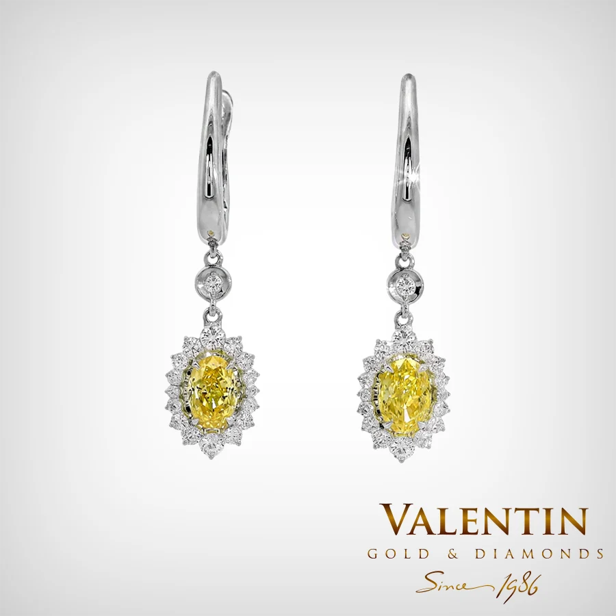 Fancy Vivid Yellow Rosette Gold Earrings 7×5 7602