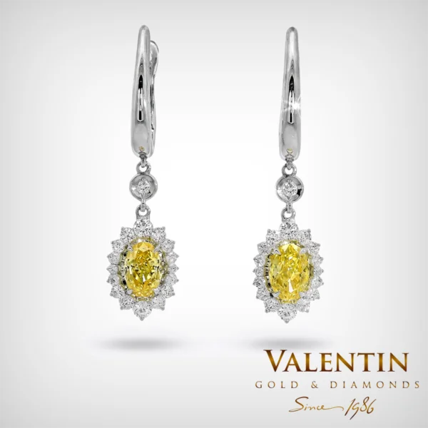 Златни обеци Fancy Vivid Yellow Rosette 7×5 7602