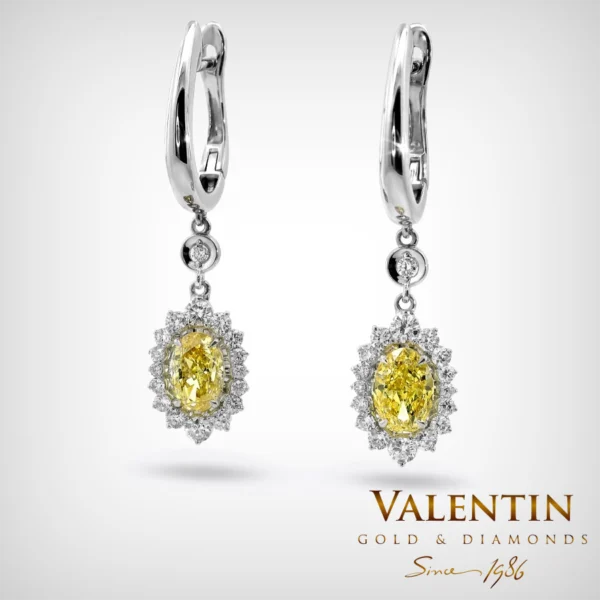 Златни обеци Fancy Vivid Yellow Rosette 7×5 7602