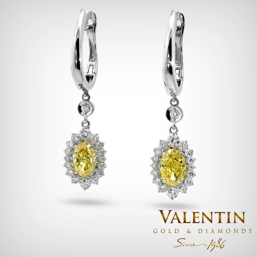 Златни обеци Fancy Vivid Yellow Rosette 7×5 7602