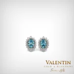 Fancy Vivid Blue Rosette Gold Earrings 7×5 7623 – white gold