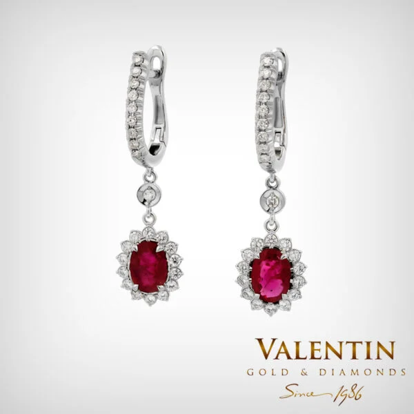 Rosette Ruby Gold Earrings 7×5 7602-2 – white gold