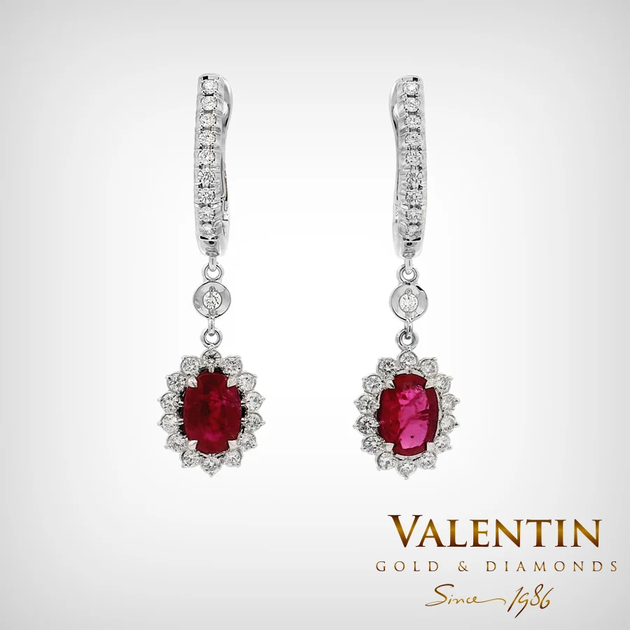 Rosette Ruby Gold Earrings 7×5 7602-2 – white gold