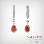 Red Pear with Diamonds Gold Earrings 7630-1 – white gold