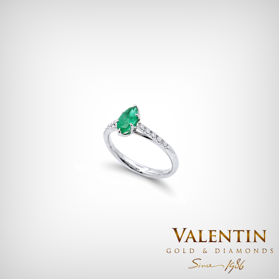 Златен пръстен Emotion Emerald 4758 – бяло злато