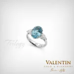 Златен пръстен Fancy Vivid Blue Oval Lab 4766 11