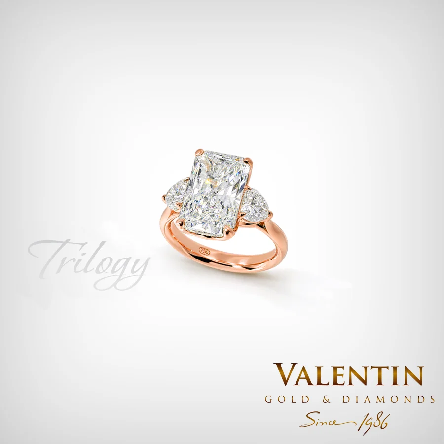 Radiant Diamond Lab Gold Ring 4766-3